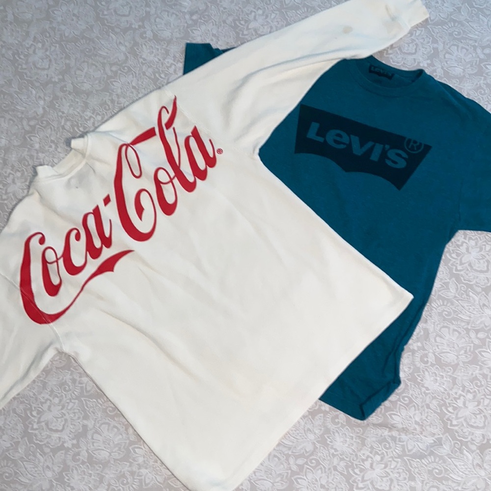 Two shirts one long sleeve Coca-Cola one short sleeve Levi’s size large